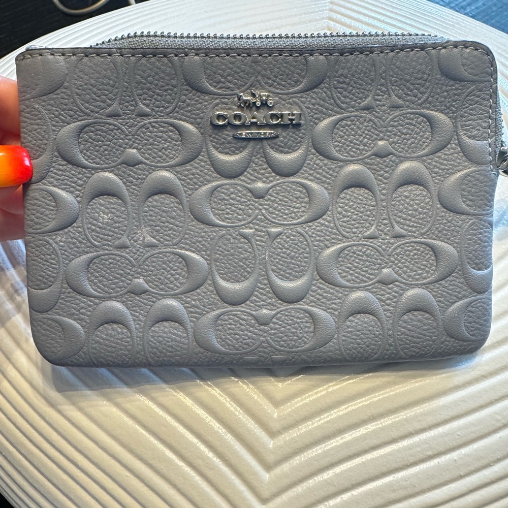 Springtime Coach Signature Leather Corner Zip Wristlet (Twilight) - NWOT - Picture 7 of 13